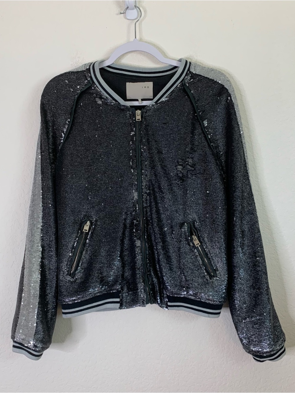 IRO Womens Sequin full zip Bomber Jacket 1